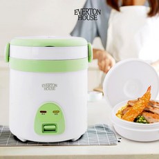 EVERTON 미니전기밥솥 15분쾌속취사 반찬통포함 불소수지내솥 분리형2중뚜껑, 단일상품