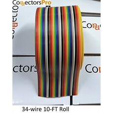 Pc Accessories - Connectors Pro IDC 34P 10 Feet Rainbow Color Flat Ribbon Cable
