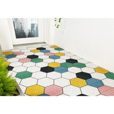  DIY 현관 코일 패턴매트 신발장 배란다 화장실 싱크대 실내매트 셀프 인테리어 논슬립 카페트 타일카페트 1m, (120 x 140cm), NO.3 헥사곤-줄눈네추럴, 1개 