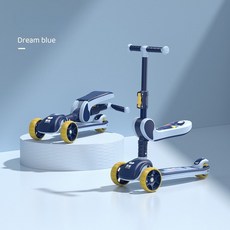 안전한 보행기 스쿠터 어린이용 썰매 접이식 1 3 6 세 8 살, [02] blue, 1개