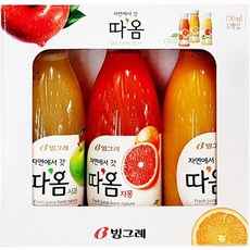 빙그레 따옴주스 3종 730ml x 3입, 상세설명 참조, 없음