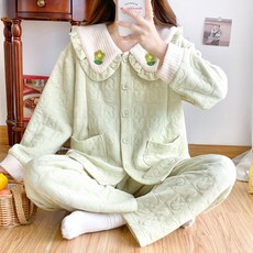 가을겨울 도톰 에어코튼 임산부 잠옷 산모 수유 산후조리 겹겹이