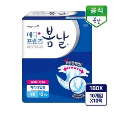 깨끗한나라 성인기저귀 메디프렌즈 봄날 매직테입형 대형 10p x 10팩, 1set