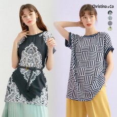 크리스티나앤코 프린트 튜닉 블라우스 1+1