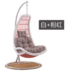 해먹 등나무의자 달모양 덩쿨 그네의자 캐쥬얼 흔들의자 걸이 베란다 야외 실내 마당, T02-화이트+핑크(미포함 카페트)