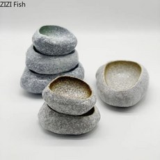 플레이팅접시 디저트접시 빈티지 감성 일본 창의적인 돌 그릇 세라믹 식기 레스토랑 사시미 스시 음식 장식 가정 주방, 3)A19cm, 1개