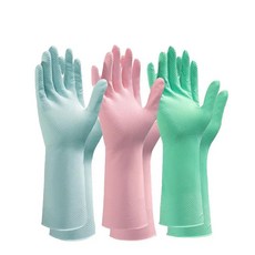 주방 청소 라텍스 식기 세척 장갑 매직 고무 스폰지 스크러버 욕, 1개, C.S (2.95-3.15inch)