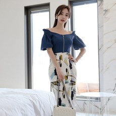 셀러지유 섹시셔츠 저고리 일자 여성 여름 오프숄더 어깨트임 페블럼라인 슬림 빈티지 등 농소매 경숙