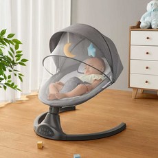 아기 바운서 신생아 자동 흔들 의자 침대, 크라운6종세트(각도조절+매트+터치+블루투스)