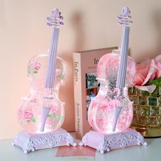 바이올린 오르골 블루투스 스피커 무드등 LED 워터볼 빈티지 인테리어 장식 생일 선물, 플라밍고 바이올린 오르골