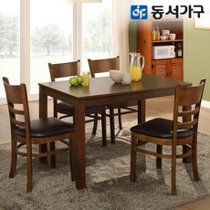 동서가구 클래식 원목 4인 식탁 테이블/의자 4EA 세트 DF632609 엔틱