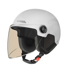 DS 충격흡수 자외선차단 라이딩 안전 헬멧, 방풍 투명 긴 쉴드, 화이트