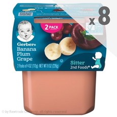 거버 바나나 자두 포도 2단계 퓨레 이유식 226g x8팩 2nd Foods Baby Food Banana Plum Grape, 1p, 바나나+자두+포두 혼합맛