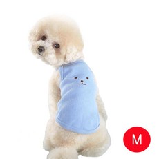 강아지 곰팅 나시 티셔츠 블루 M, 본상품선택