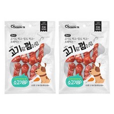 치석제거 반려견 개껌 간식 (소고기) 8입x2봉 개껌추천 유기견보호소 애견, 2개 - 강아지치석