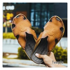 티피 새로운 남성 여름 올 매치 샌들 비치 여름 Baotou 가죽 샌들