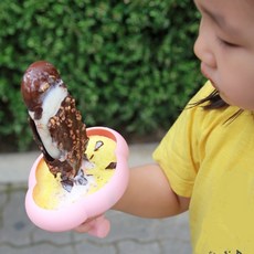 아이스크림 가드 흘림 녹음 흐름 받침 ice cream guard 받침대 남다른 생각, 분홍색set(스폰지포함), 1개