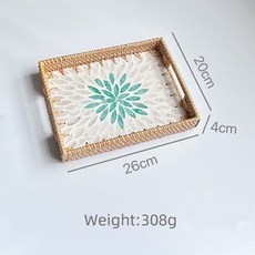 등나무 색상 쉘 과일 접시 스칸디나비아 장식 장식품 보석 보관 트레이 차 바구니, 26X20X4CM 3, 1개