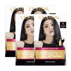 로레알파리 엑셀랑스 크림 염색약, 1호 쿨블랙, 4개