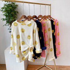 1+1 초귀욤 스마일 밍크 극세사 수면잠옷 세트