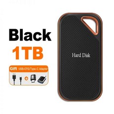 E81 휴대용 SSD 1TB 오리지널 SSD 하드 드라이브 2TB 외장 SSD C타입 USB 3.1 M.2 노트북 데스크탑 휴대폰 맥 플래시 메모리 디스크용, Black 1TB