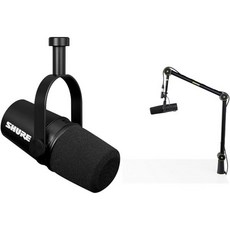 Shure MV7X XLR 팟캐스트 마이크 및 보컬 녹음을 위한 Pro Quality Dynamic Mic 음성 격리 기술 All Metal Construction Stand, MV7X + Boom Arm