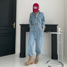  [난닝구]스웰트 데님벨트점프수트 