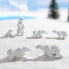6종 북극곰 세트 미니어처 동물 피규어 테라리움재료