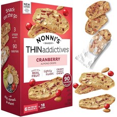 Nonni's THINaddictives 아몬드 씬 쿠키 크랜베리 비스코티 이탈리아 스위트 크런치 츄이 커피와 완벽 124.7g4.4온스 3팩 161547, 1-Pack (4.4 Ounces), 126g, 3개