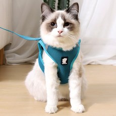 고양이하네스 고양이목줄 고양이 전용 산책줄 가슴줄, Dark green, 1개