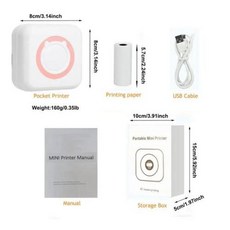 휴대용 미니 감열식 프린터 무선 BT 203dpi 사진 라벨 메모 USB 케이블로 잘못된 질문 인쇄 Imprimante, 2) Standard (Pink), 1개