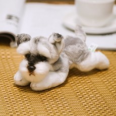 귀여운 개 봉제 장난감 박제 동물 슈퍼 고 현실적인 슈나우저 홈 장식 애완 애호가 선물, [04] L 20x8x9cm