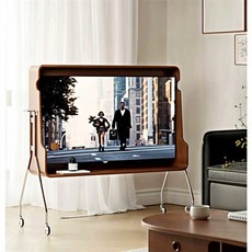 TV 거치대 원목 모니터 리프팅 플로어 방송 바퀴달린 43인치티비거치대 이동식TV거치대, 소나무 65인치 65인치 이하 적응