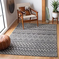 Safavieh 매디슨 컬렉션 Mad798F 모로코 Boho 고민 된 지역 카펫 67 x 92 숯 아이보리 (6 7" x 9 2" Charcoal／Ivory), 6 7" x 9 2", Charcoal／Ivory