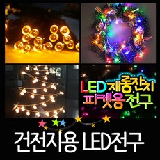 건전지용 LED 트리전구 건전지용 꼬마전구 피켓전구 20구 40구, 건전지용 피켓전구D타입40구_투명선/파랑