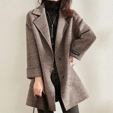 패션시그널 해링본 체크 하프 코트