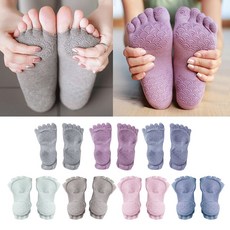 낮은 컷 코튼 요가 양말 5 발가락 양말 Barre 필라테스 W/|요가 양말|, 1개, Toeless Blue M