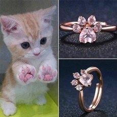 반지 곰 발 고양이 발톱 여 조절 링 여성을위한 장미 반지 로맨틱 웨딩 핑크 크리스탈 사랑 쥬얼리