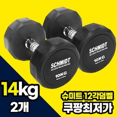 슈미트 아령 3kg 부터 20kg까지 선택구매 12각 덤벨 근력 팔운동 가슴운동 세트구매 헬스장아령 육각아령, 2개, 14kg