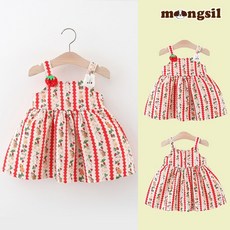 몽실이 래빗프린트 민소매원피스