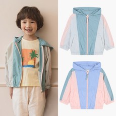 치크 중계점 절개배색 바람막이 (2Color) *23년 여름신상 50%할인* 트렌디한 배색 디자인 간절기 여름 장마철까지 입는 바람막이 점퍼 3세~9세