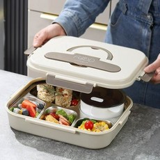 사각 스테인레스 보온 도시락통 항균 316 대용량 죽통 국통 용기 직장인 소풍 캠핑, S. 항균316스틸화이트4구세트데님백, 1개