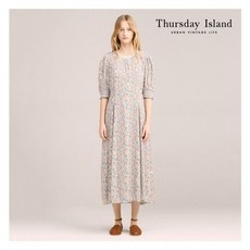 [써스데이아일랜드] [Thursday Island] 여성 배색 플리츠 카라 체크 원피스(T