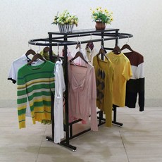 회전행거 원형 회전 인테리어 매장 철제 스탠드 옷가게 업소용 선반, 15. 두꺼운 검은색 1.5m 나무판