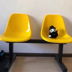 야구장 버스 정류장 대기 벤치 의자 대합실 레트로 야외 플라스틱 웨이팅, 2인용 옐로우