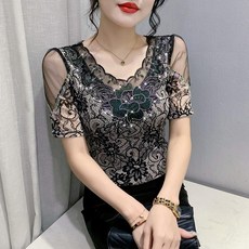 여성 라인 댄스복 상의 방송댄스 반짝이 티셔츠 공연복 women
