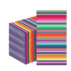 100 Pack Mexican Fiesta Paper Napkins - 13 x 16 Inches Unfolded Disposable Colorful Serape Striped, 1개