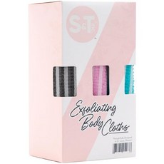 ST INC. 각질제거 바디스크러버 샤워 및 각질제거용 백스크러버 11.8인치 x 35.4 인치 모둠 스트라이프 3팩, Assorted Stripes, 3개
