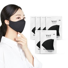 릴렉시즘 브이핏 항균마스크 4+2, 블랙_중형