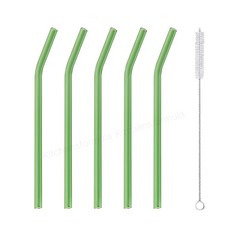 브띠에 커브형 내열유리 빨대+세척솔, 그린 5p + 세척솔 1p, 1개